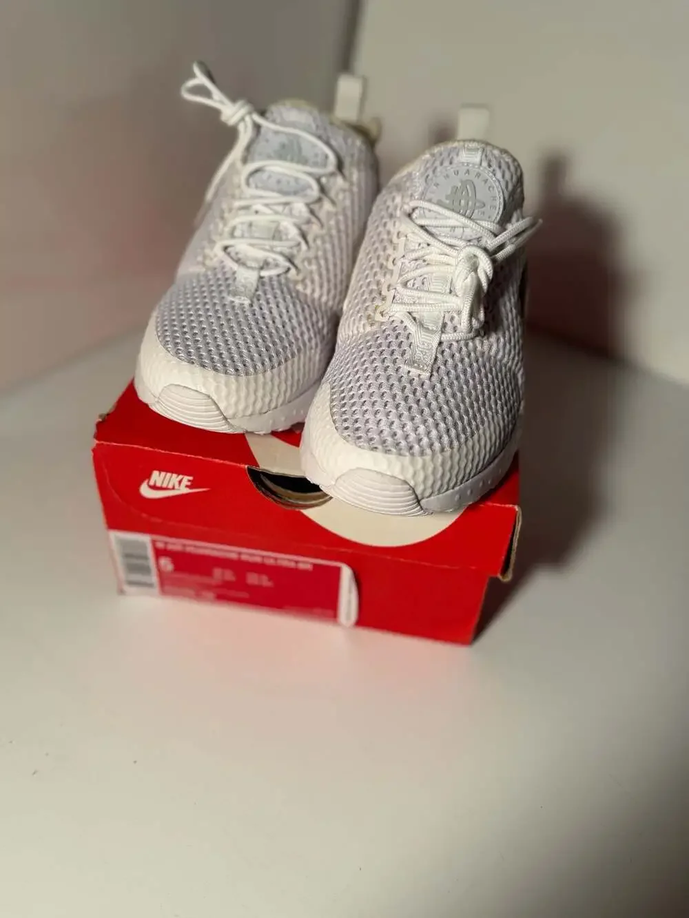 Nike Air Huarache Run Ultra BR White/Pure Platinum Sneakers (Style 833292-100)